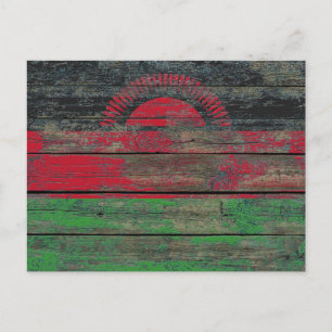 Cartão Postal Bandeira do Malawi no Efeito de Conselhos de Madei