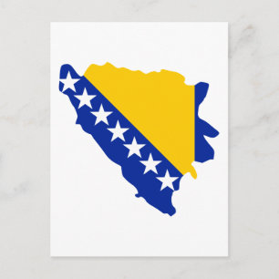 Cartão Postal Bandeira do mapa da Bósnia e Herzegovina