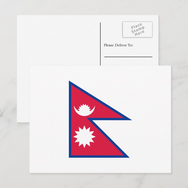Cartão Postal Bandeira do Nepal (Frente/Verso)