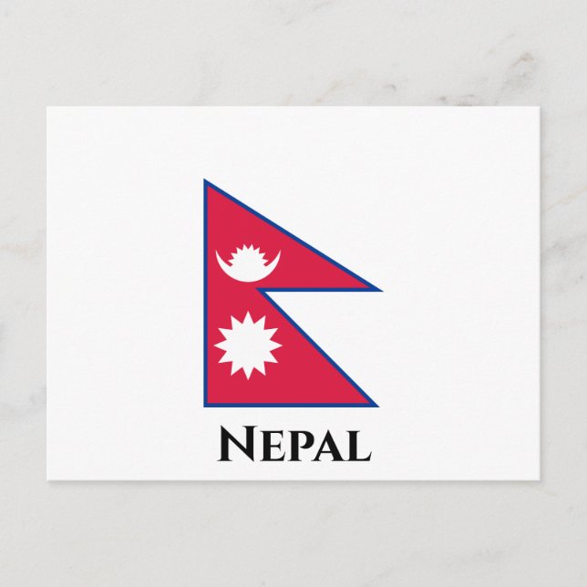 Cartão Postal Bandeira do Nepal (Nepalês) (Frente)