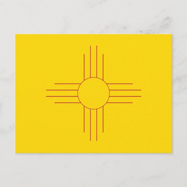 Cartão Postal Bandeira do Novo México Símbolo do Sol Zia (Frente)