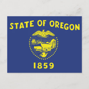 Cartão Postal Bandeira do Oregon Selo de Dois Lados e Pioneiro