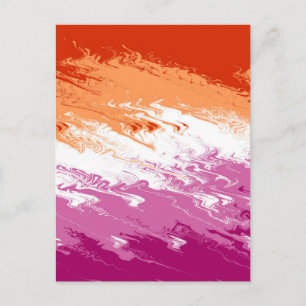 Cartão Postal Bandeira do Orgulho Lésbico Abstrato Trippy Squigg