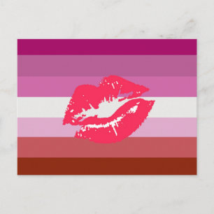 Cartão Postal Bandeira do Orgulho Lésbico de Batom