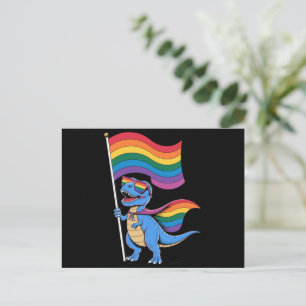 Cartão Postal Bandeira do Orgulho LGBT Arco-íris Dinossauro 