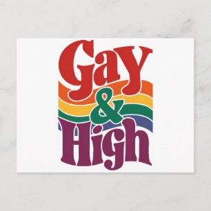 Cartão Postal Bandeira do Orgulho LGBTQ Retro Gay e Alto