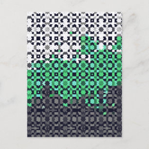 Cartão Postal Bandeira do Orgulho Neutrois Abstrata Pixelada Tri