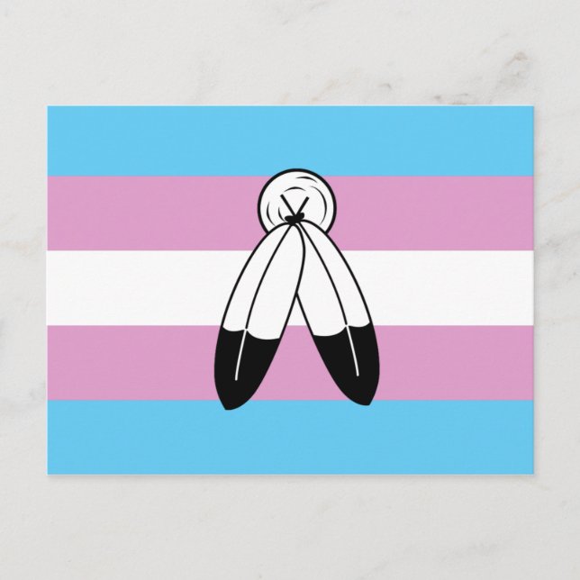 Cartão Postal Bandeira do Orgulho Trans Duplo Espírito (Frente)