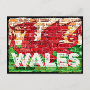 Cartão Postal Bandeira do País de Gales em Tijolo