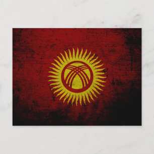 Cartão Postal Bandeira do Quirguistão, Grunge Negro
