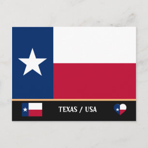 Cartão Postal Bandeira do Texas & Texas Estado EUA /América