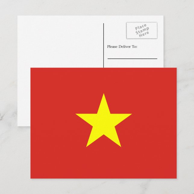 Cartão Postal Bandeira do Vietname (Frente/Verso)