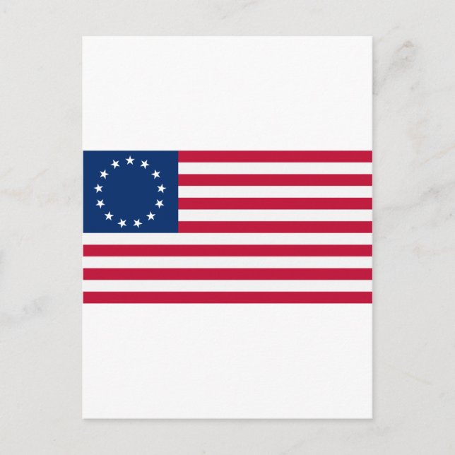 Cartão Postal Bandeira dos EUA 13 estrelas Betsy Ross (Frente)