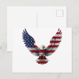 Cartão Postal Bandeira dos EUA Águia Careca 4 de Julho