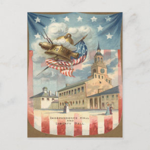 Cartão Postal Bandeira dos EUA Independence Hall Sino da Liberda