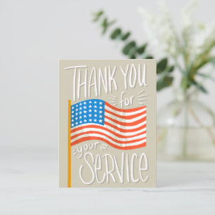 Cartão Postal Bandeira dos EUA Obrigado pelo seu serviço