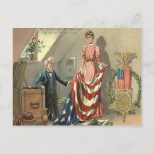 Cartão Postal Bandeira dos EUA União Medalha de Guerra Civil Águ