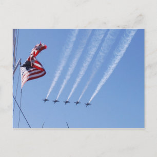 Cartão Postal Bandeira e aviões Patrióticos dos EUA