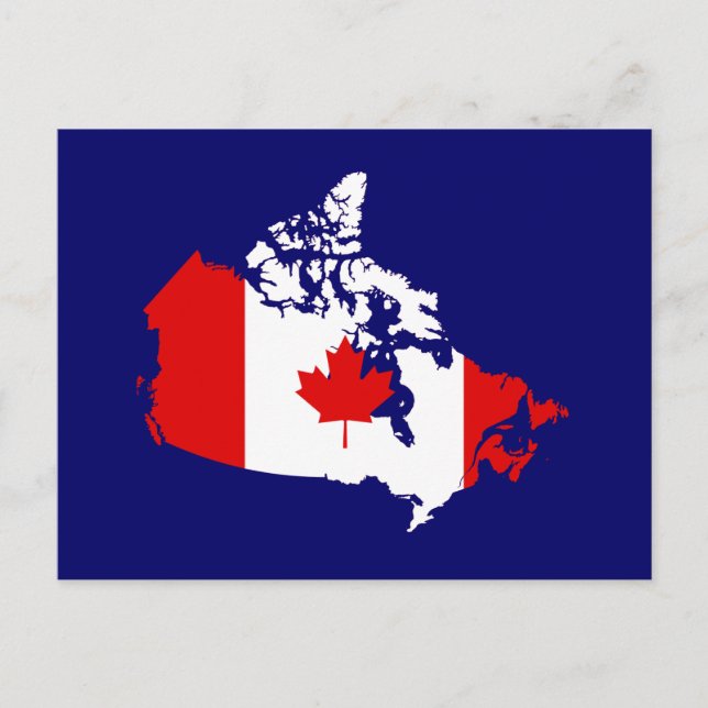 Cartão Postal bandeira e mapa do Canadá (Frente)