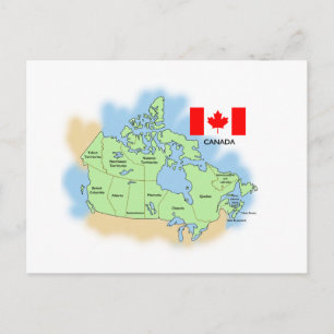 Cartão Postal Bandeira e Mapa do Canadá