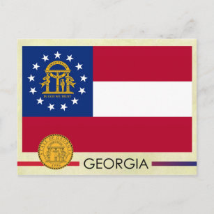 Cartão Postal Bandeira e selo do Estado da Geórgia