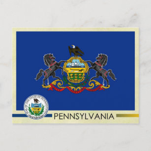 Cartão Postal Bandeira e selo do Estado da Pensilvânia