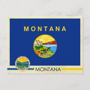 Cartão Postal Bandeira e selo do Estado de Montana