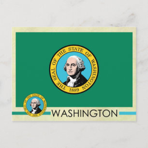 Cartão Postal Bandeira e selo do Estado de Washington