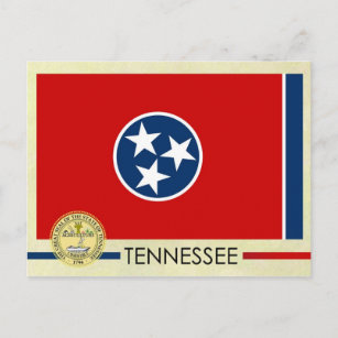 Cartão Postal Bandeira e selo do Estado do Tennessee