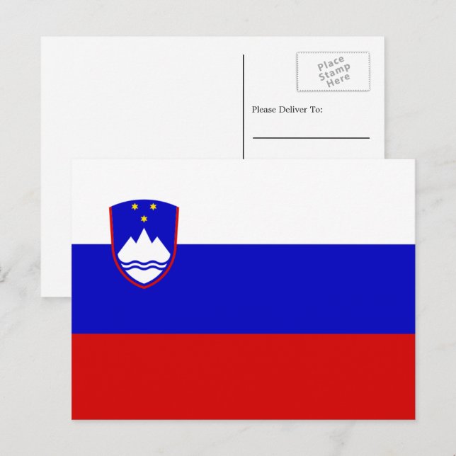 Cartão Postal Bandeira Eslovena, Bandeira da Eslovênia (Frente/Verso)