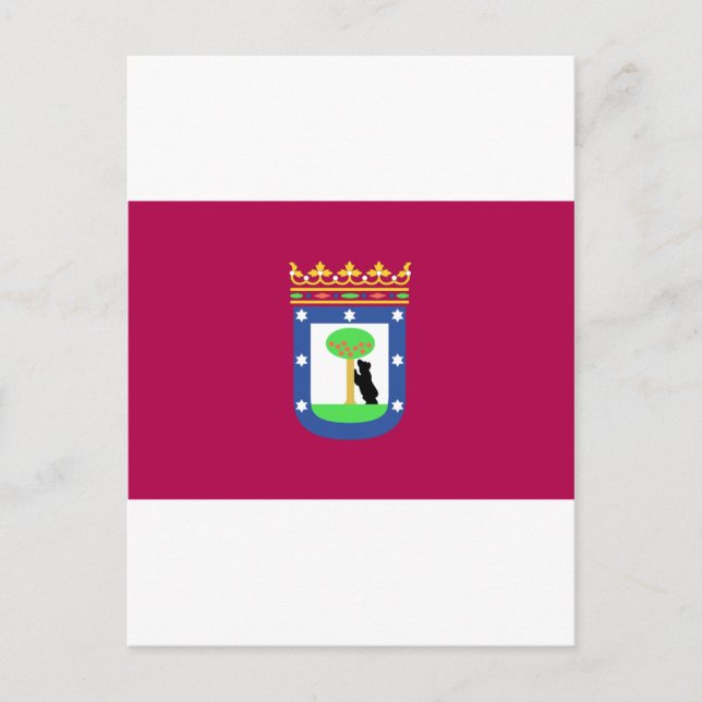 Cartão Postal Bandeira Espanha de Madrid (Cidade) (Frente)