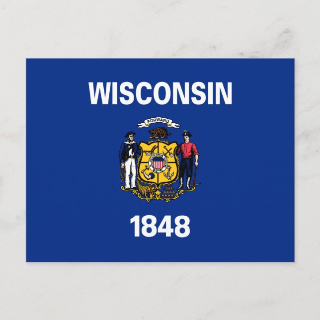 Cartão Postal Bandeira Estadual do Wisconsin (Frente)