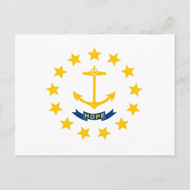 Cartão Postal Bandeira estatal de Rhode Island, EUA (Frente)