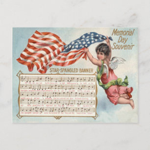 Cartão Postal Bandeira Etoileada Anjo Querubim Bandeira dos Esta