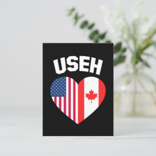 Cartão Postal Bandeira EUA Canadá USEH Divertida Americana Canad