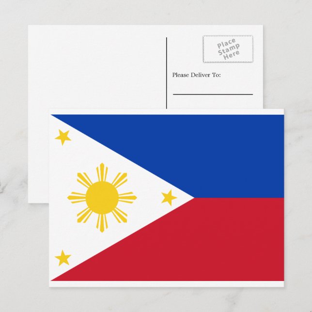 Cartão Postal Bandeira Filipina, Bandeira das Filipinas (Frente/Verso)