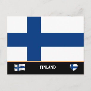 Cartão Postal Bandeira finlandesa & viagem pelo país dos finland