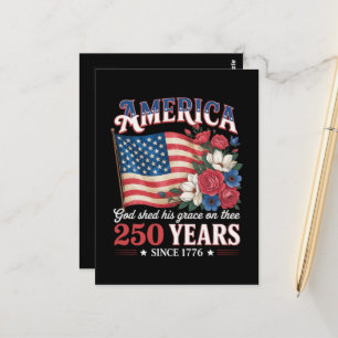 Cartão Postal Bandeira Floral América 250 Anos