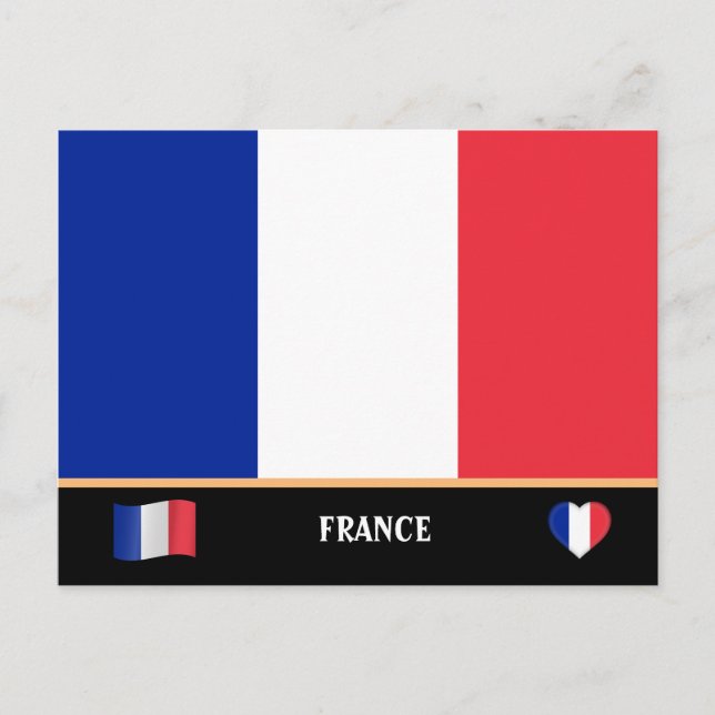 Cartão Postal Bandeira francesa e viagem francês / França (Frente)