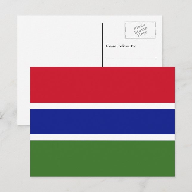 Cartão Postal Bandeira Gambiana, Bandeira da Gâmbia (Frente/Verso)
