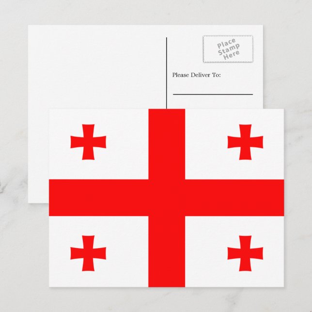 Cartão Postal Bandeira georgiana, Bandeira da Geórgia (Frente/Verso)