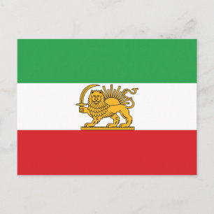Cartão Postal Bandeira Histórica Original do Leão e Sol Iraniano