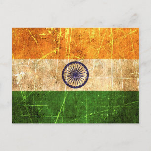 Cartão Postal Bandeira Indiana Vintage, crachatada e Vestida