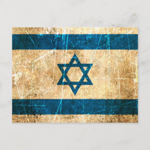 Cartão Postal Bandeira israelita de Vintage, cratada e Vestida