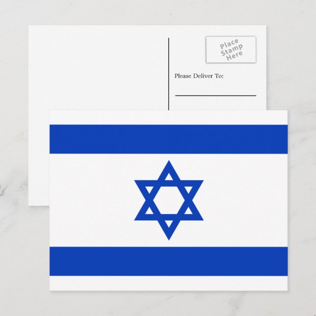 Cartão Postal Bandeira israelita, pavilhão de Israel (Frente/Verso)