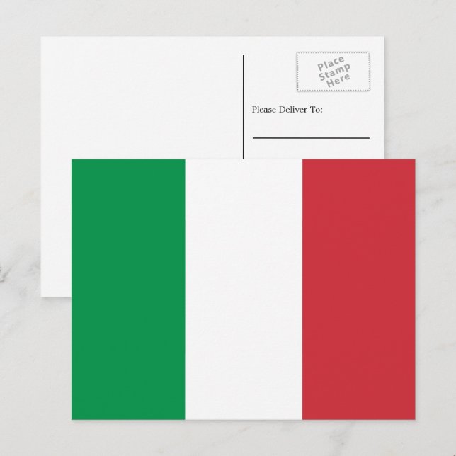 Cartão Postal Bandeira italiana, Bandeira da Itália (Frente/Verso)