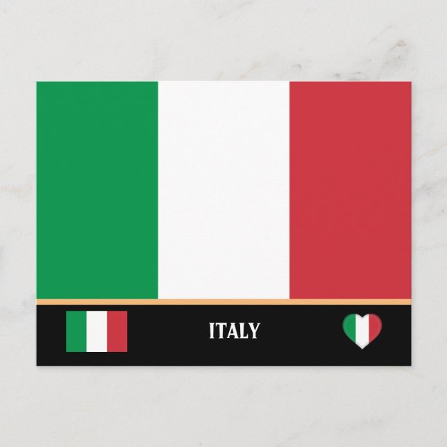 Cartão Postal Bandeira italiana e viagem italiano / Itália (Frente)