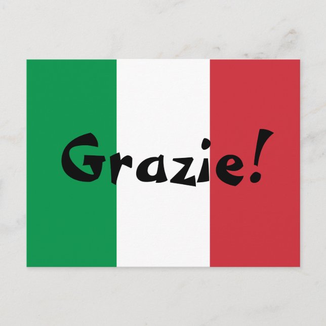Cartão Postal Bandeira Italiana Obrigado (Frente)