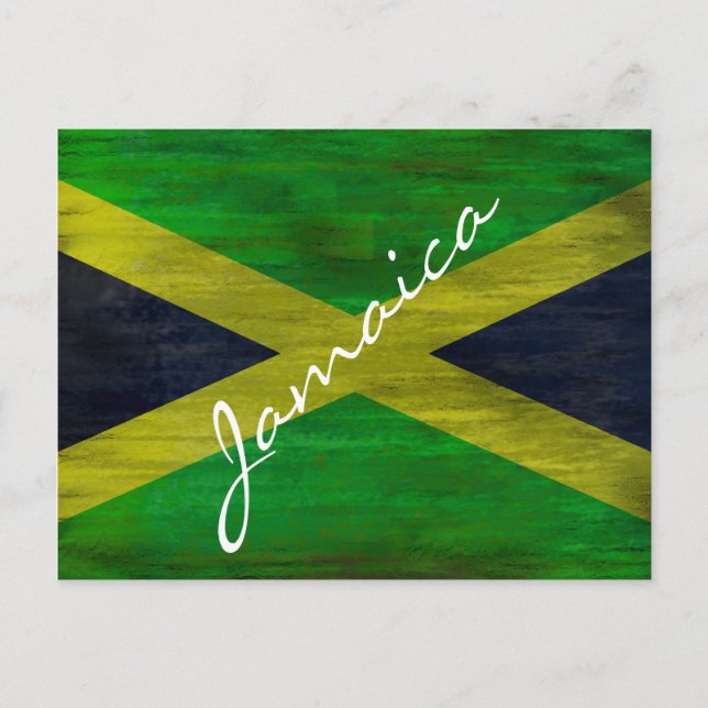 Cartão Postal Bandeira jamaicana angustiada (Frente)