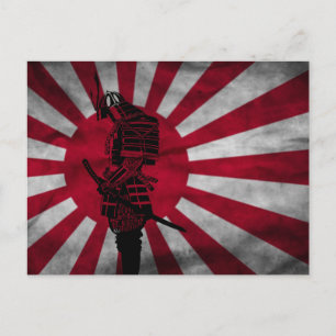 Cartão Postal bandeira japonesa Samurai